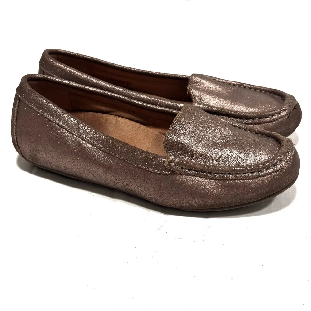 Vionic Debbie Metallic Bronze Leather Driving Loafers